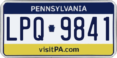 PA license plate LPQ9841