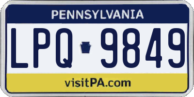 PA license plate LPQ9849
