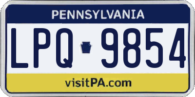 PA license plate LPQ9854