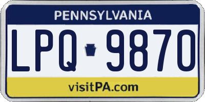 PA license plate LPQ9870