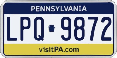 PA license plate LPQ9872