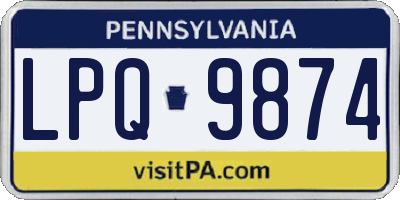 PA license plate LPQ9874