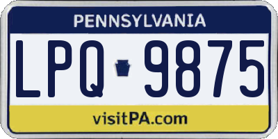 PA license plate LPQ9875