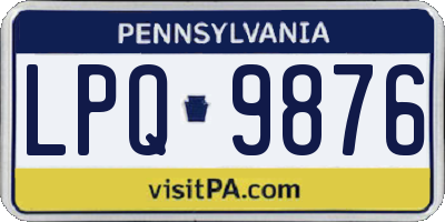 PA license plate LPQ9876
