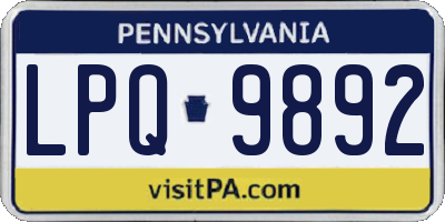 PA license plate LPQ9892