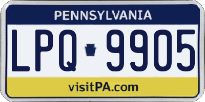 PA license plate LPQ9905