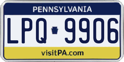PA license plate LPQ9906