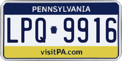 PA license plate LPQ9916
