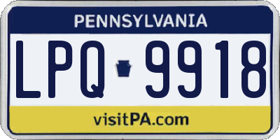 PA license plate LPQ9918
