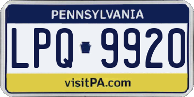 PA license plate LPQ9920
