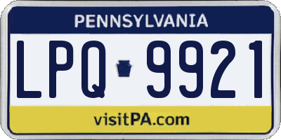 PA license plate LPQ9921