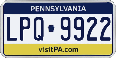 PA license plate LPQ9922