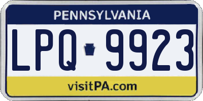 PA license plate LPQ9923