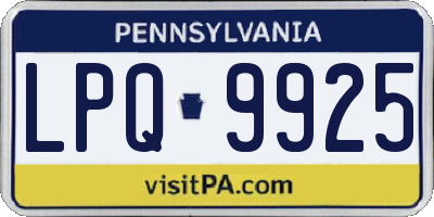 PA license plate LPQ9925