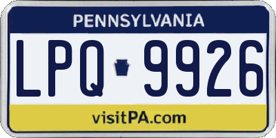 PA license plate LPQ9926
