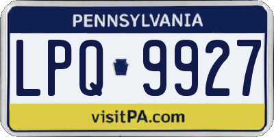 PA license plate LPQ9927