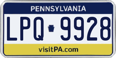 PA license plate LPQ9928