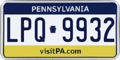 PA license plate LPQ9932
