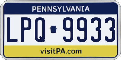 PA license plate LPQ9933