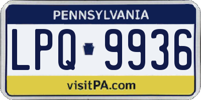 PA license plate LPQ9936