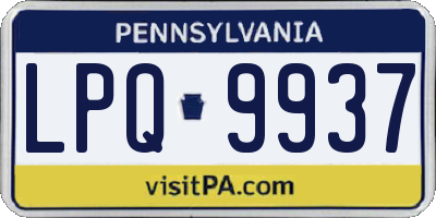 PA license plate LPQ9937