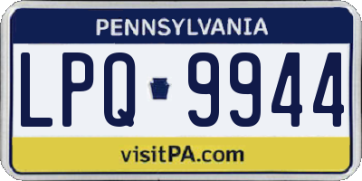 PA license plate LPQ9944