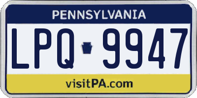 PA license plate LPQ9947