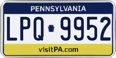 PA license plate LPQ9952