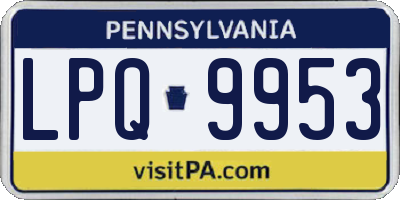 PA license plate LPQ9953
