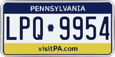 PA license plate LPQ9954