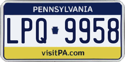 PA license plate LPQ9958