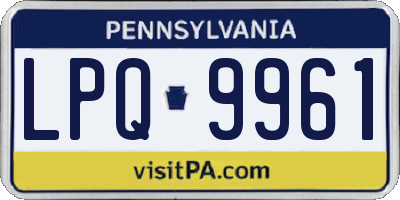 PA license plate LPQ9961