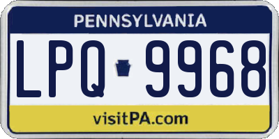 PA license plate LPQ9968