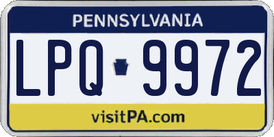 PA license plate LPQ9972