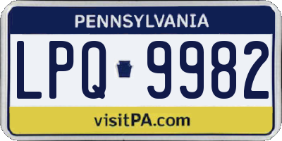 PA license plate LPQ9982