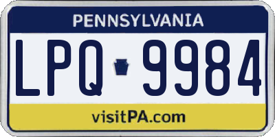 PA license plate LPQ9984