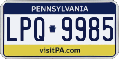 PA license plate LPQ9985