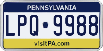 PA license plate LPQ9988