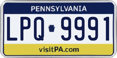 PA license plate LPQ9991