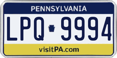 PA license plate LPQ9994