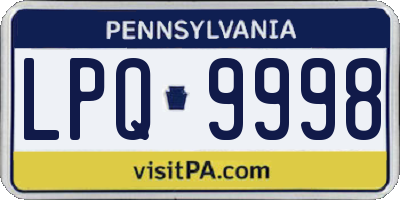PA license plate LPQ9998