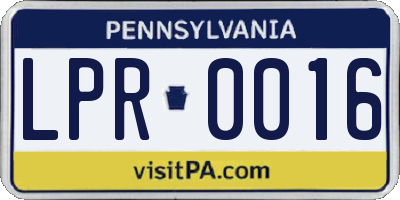 PA license plate LPR0016