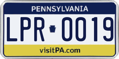 PA license plate LPR0019