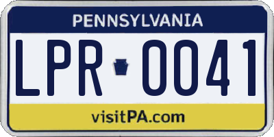 PA license plate LPR0041