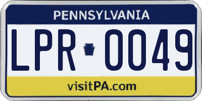 PA license plate LPR0049