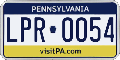 PA license plate LPR0054