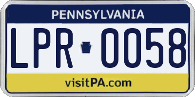 PA license plate LPR0058