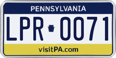 PA license plate LPR0071