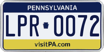 PA license plate LPR0072