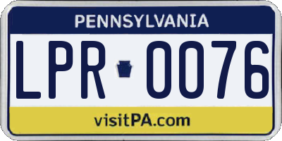 PA license plate LPR0076